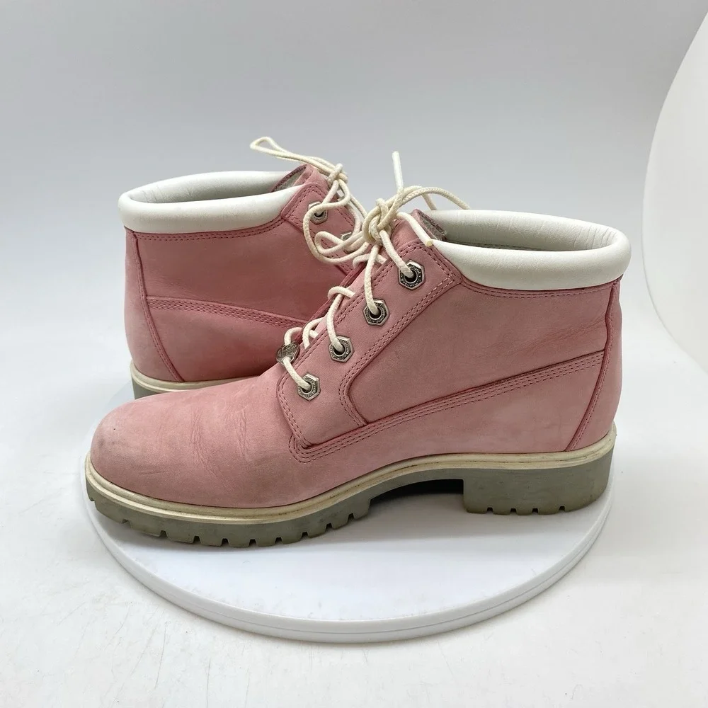 Timberland Nellie Chukka Boots Womens 7.5 M Nubuck‎ Waterproof Pink Shoes 10460
